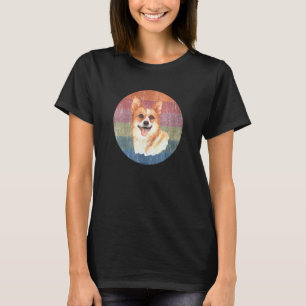 T-shirt Chien Corgi Gallois Aquarelle Ensoleillé Détresse