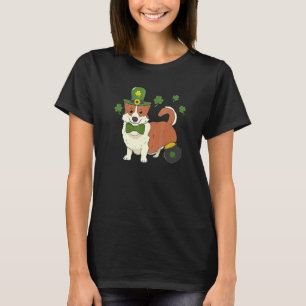 T-shirt Chien Corgi Gallois Chapeau de Leprechaun Drapeau 
