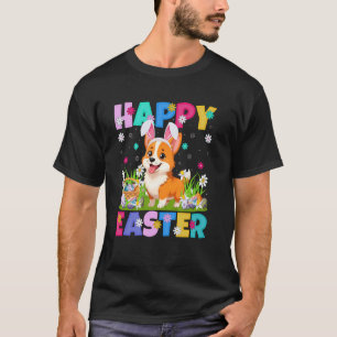 T-shirt Chien Corgi Gallois Joyeuses Pâques Chasse aux œuf