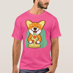 T-shirt chien corgi manger pizzeria amant animal de compag