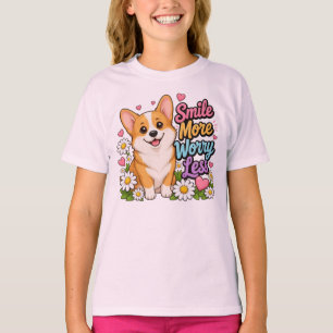 T-shirt Chien Corgi Mignon Sourire Plus S'inquiéte