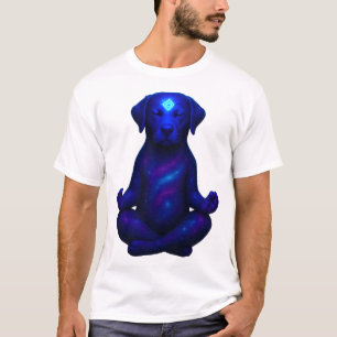 T-shirt Chien cosmique méditant avec un troisième œil bril