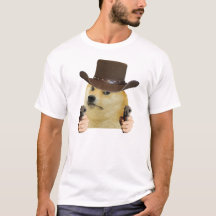 Chien Cowboy Drôle Mème Doge Tenant des Armes Mème