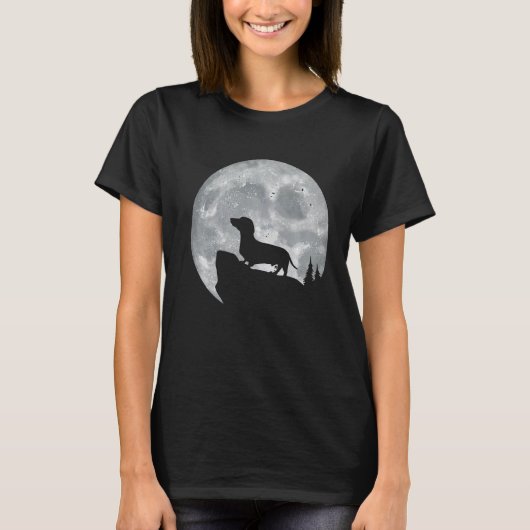 T-shirt Chien Dachshund Avec La Lune Pour Les Propriétaire (Devant)
