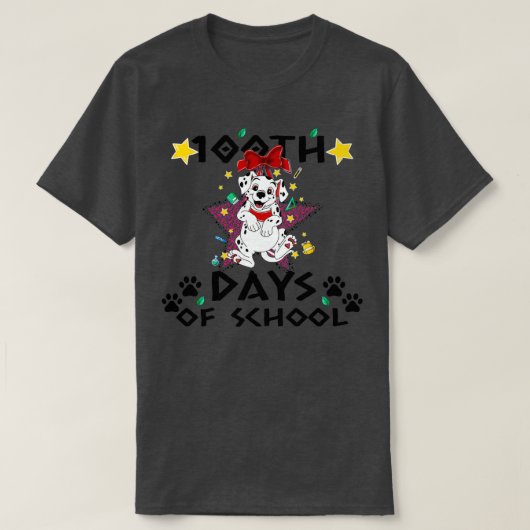 T-shirt Chien Dalmate 100 Jours D'École Thé Chien Dalmatie (Design devant)