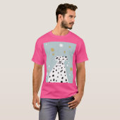 T-shirt Chien dalmate Illustration Abstraite Art rose (Devant entier)
