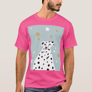T-shirt Chien dalmate Illustration Abstraite Art rose