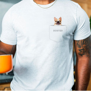 T-shirt Chien dans la poche Photo et nom personnalisé de