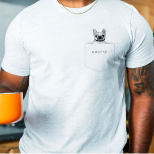 T-shirt Chien dans la poche Photo et nom personnalisés d