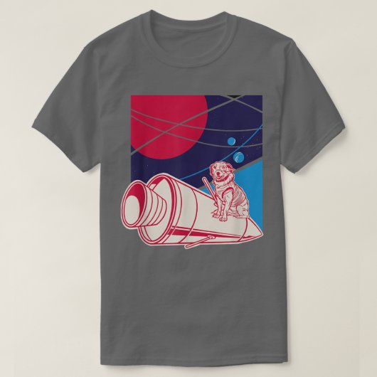 T-shirt Chien dans l'espace Rocket Planet Animaux (Design devant)