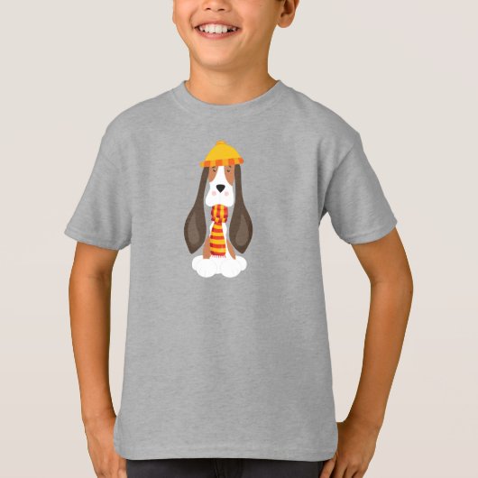 T-shirt Chien d'automne, Chien mignon, Hound de Basset, Éc (Devant)