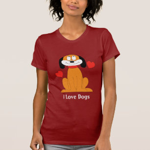 T-shirt Chien de bande dessinée avec des coeurs