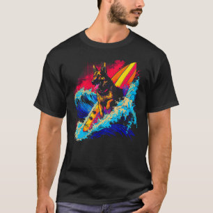 T-shirt Chien de berger allemand d'art surf surfant