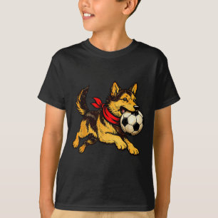 T-shirt Chien de berger allemand drôle jouant au football