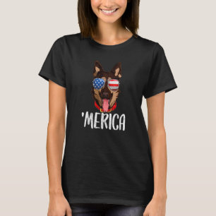 T-shirt Chien de berger allemand Merica 4 juillet Drapeau