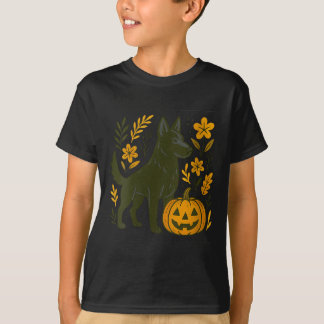 T-shirt Chien de berger allemand noir féminin Halloween Ci