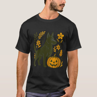 T-shirt Chien de berger allemand noir féminin Halloween Ci