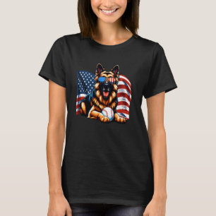 T-shirt Chien de berger allemand patriotique Baseball Drap
