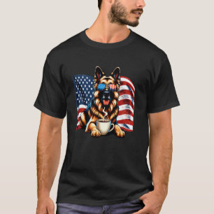 T-shirt Chien de berger allemand patriotique Café Drapeau