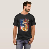 T-shirt Chien de berger allemand patriotique Drapeau améri (Devant entier)