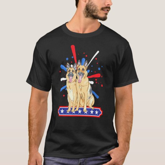 T-shirt Chien de berger allemand patriotique drapeau améri (Devant)