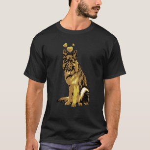 T-shirt Chien de berger allemand rétro mignon avec coeurs