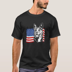 T-shirt Chien de berger australien fier drapeau américain