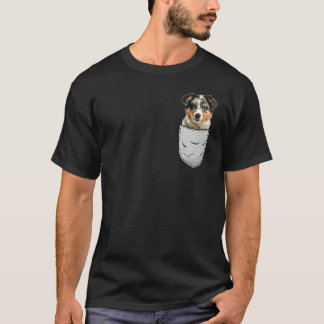 T-shirt Chien De Berger Australien Mignonne Pour Poche D