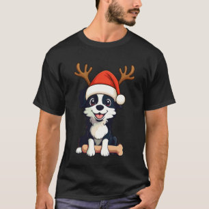 T-shirt Chien de berger barbu chapeau de Père Noël de renn
