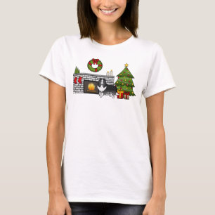 T-shirt Chien de berger des Shetland bi-noir dans une sall