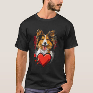 T-shirt Chien de berger des Shetland pour la Saint-Valenti
