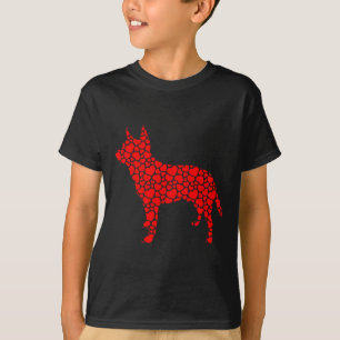 T-shirt Chien de bétail australien mignon Silhouette Coeur