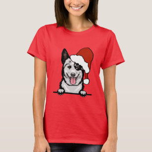 T-shirt Chien de bétail australien Noël à Santa Hat