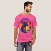T-shirt Chien de boîte de Sunset rétro (Devant entier)