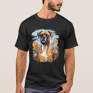 T-shirt Chien de boîte mignon dans Jardin de fleurs botani