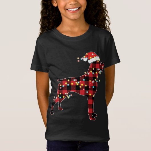 T-Shirt Chien de boîte Noël Pajamas de buffle rouge plaqué (Devant)