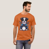 T-shirt Chien de Border Collie batteur cool conception de (Devant entier)
