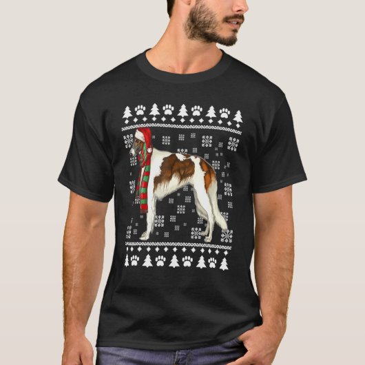 T-shirt Chien de Borzoi Noël Noël Noël Noël Noël (Devant)