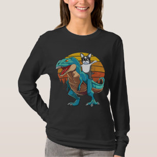 T-shirt Chien de Boston Terrier équitation Dinosaur T Rex