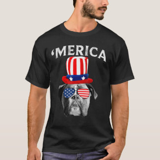 T-shirt Chien de boxe 4 juillet Merica Pride
