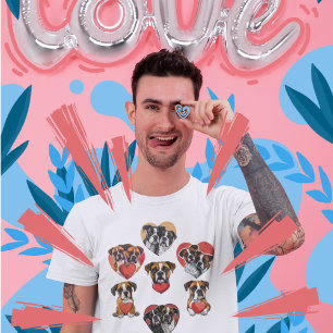 T-shirt Chien de boxe avec coeur - Saint-Valentin