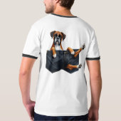 T-shirt Chien De Boxe Dans Une Poche (Dos)