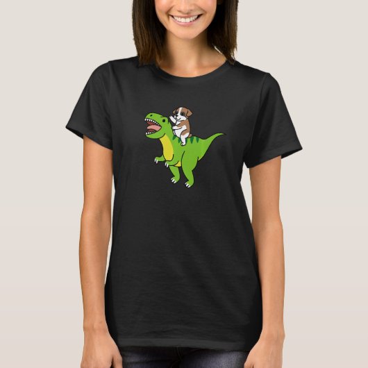 T-shirt Chien de boxe équitation Rex Dinosaur Chien (Devant)