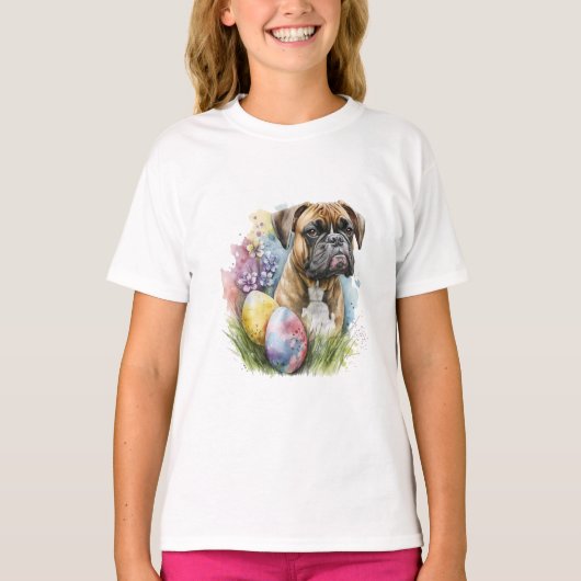T-shirt Chien de boxe joyeux Oeuf de Pâques, Bonne Boxe de (Devant)