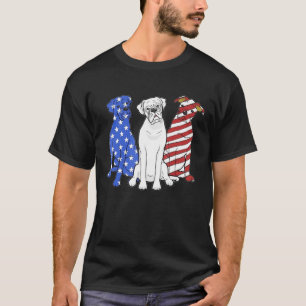 T-shirt Chien de boxe Merica Drapeau américain Patriot 4 j
