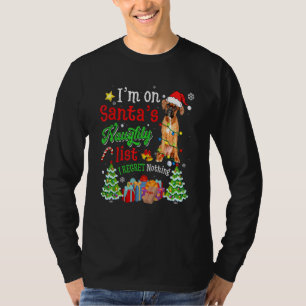 T-shirt Chien De Boxer Sur Père Noël Liste De Méchants Noë