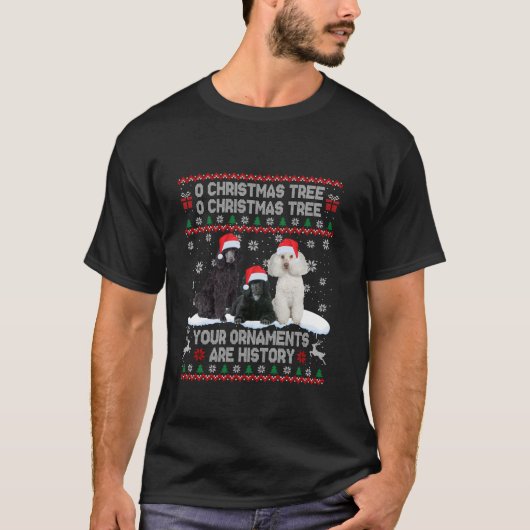 T-shirt Chien de caniche laide doux Noël Lumière Noël Paja (Devant)