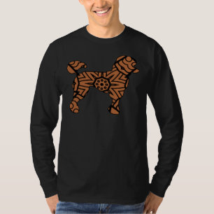 T-shirt Chien de caniche Mandala mignonne Noir Brown Chiot
