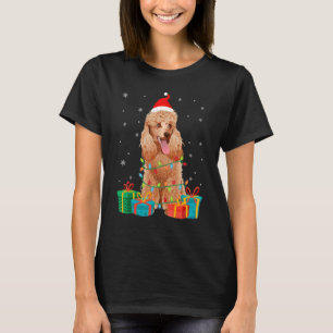 T-shirt Chien de caniche Noël Lumières Arbre Chien Chiot