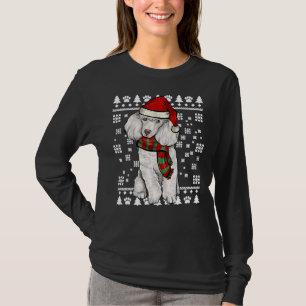 T-shirt Chien de caniche Santa Chapeau Noël Vilain